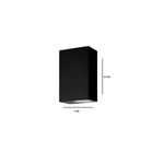 Luminaria de pared LED aplique cuad Scogliera-E 2L GU10 5W IP44 mod 74023 negra Eglo, gráfico con medidas de 15 cm y 7 cm
