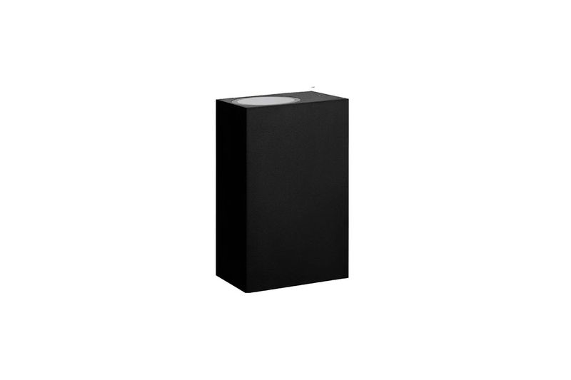 Luminaria de pared LED aplique cuadrado Scogliera-E 2L GU10 5W IP44 mod 74023 negra Eglo, vista frontal del aplique negro