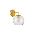 Lámpara de pared interior Cordelia II 1L E27 100-240V IP20 dorado Tecnolite, vista frontal con globo de vidrio transparente