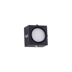 Luminaria de pared al exterior LED Torcular I 10 W 3000 K IP54 negro Tecnolite, vista frontal del cubo con difusor blanco