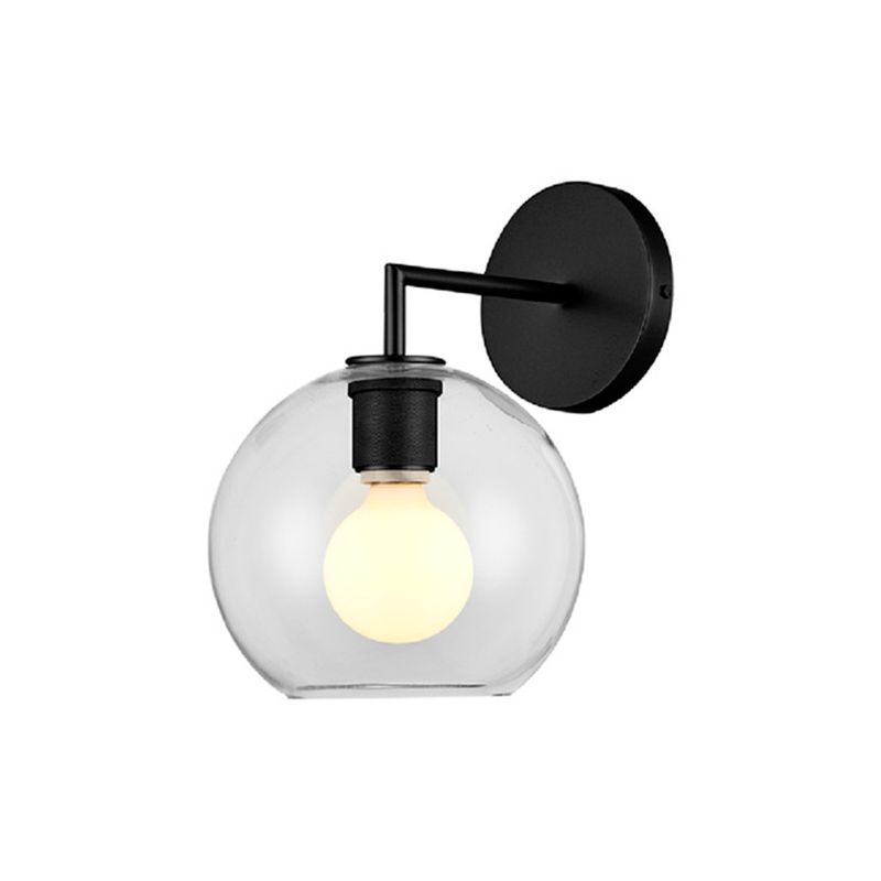 Lámpara de pared interior Cordelia II 1L E27 100-240V IP20 negro Tecnolite, encendida con globo de vidrio transparente
