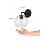 Lámpara de pared interior Cordelia II 1L E27 100-240V IP20 negro Tecnolite, gráfico con medidas de 265 mm y 280 mm