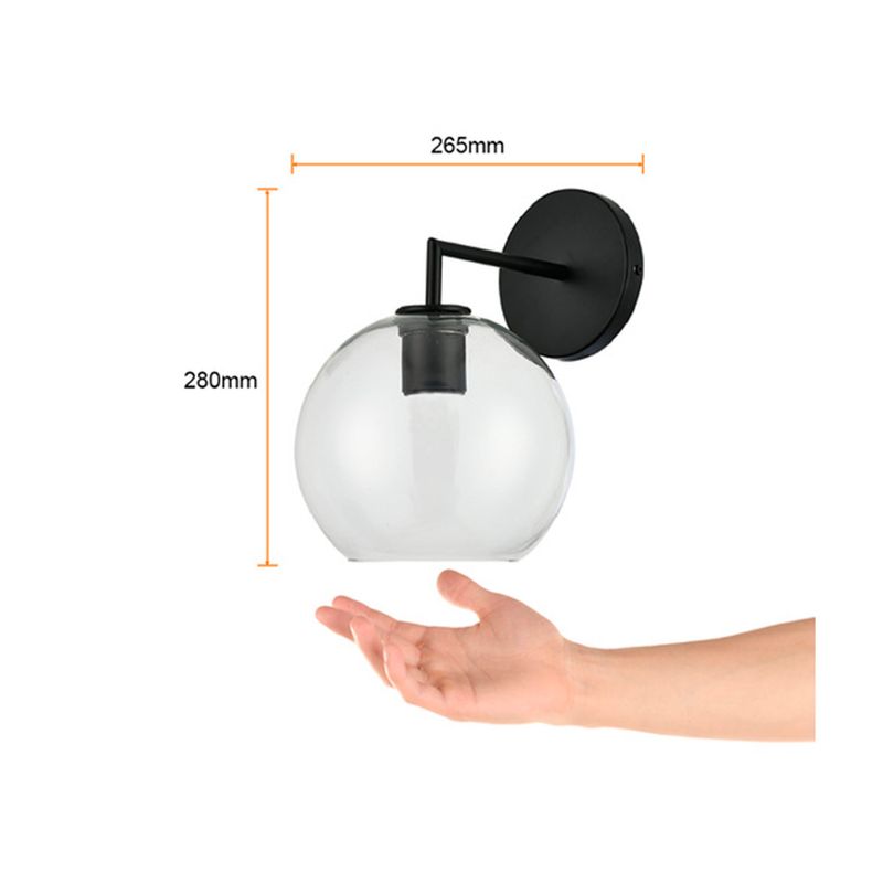 Lámpara de pared interior Cordelia II 1L E27 100-240V IP20 negro Tecnolite, gráfico con medidas de 265 mm y 280 mm