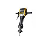 Rompepavimento hexagonal DeWalt de 1-1/8 pulgadas y 30 kg, vista frontal completa con mango lateral y cincel instalado