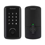 Cerradura digital Halo Select WiFi/Matter negro mate Kwikset, vista frontal del teclado numérico y el pestillo interior